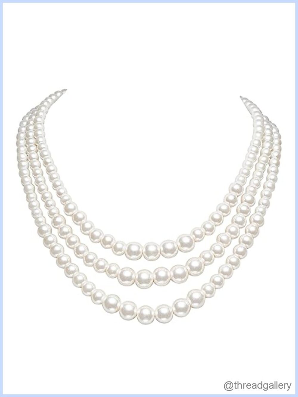 Faux Pearl 3 Strand Necklace 1920s Gatsby Flapper Costume Jewelry